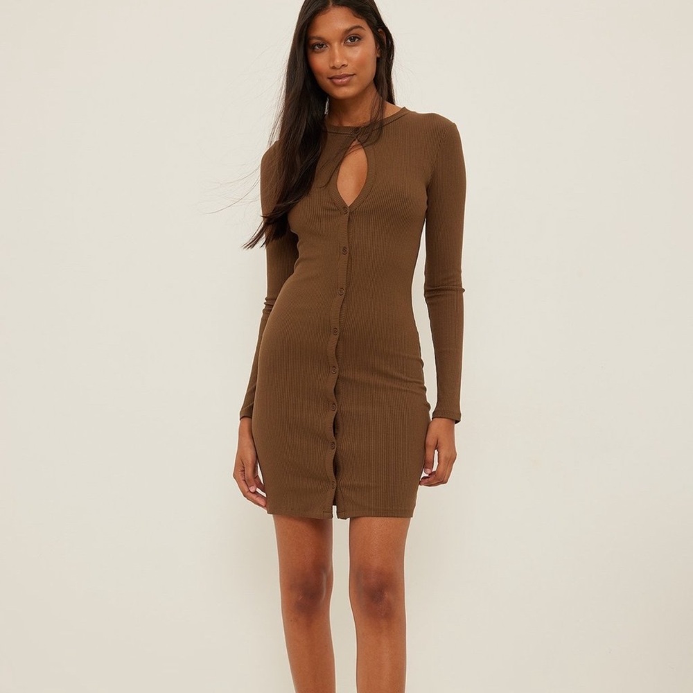NA-KD Brown Knit Dress New With Tags